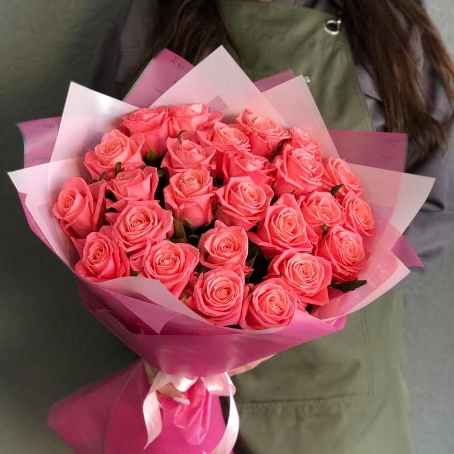 Розовые розы 50 см 25 шт. (Россия) код товара: 323565rzn
