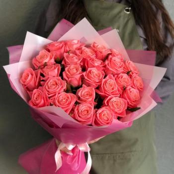 Розовые розы 50 см 25 шт. (Россия) код товара: 323565rzn