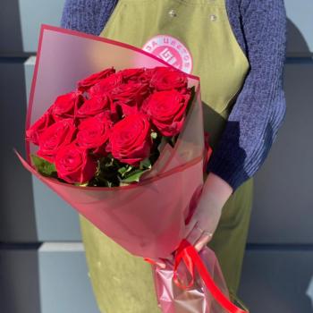 Красные розы 60 см 15 шт. (Россия) №  323883rzn