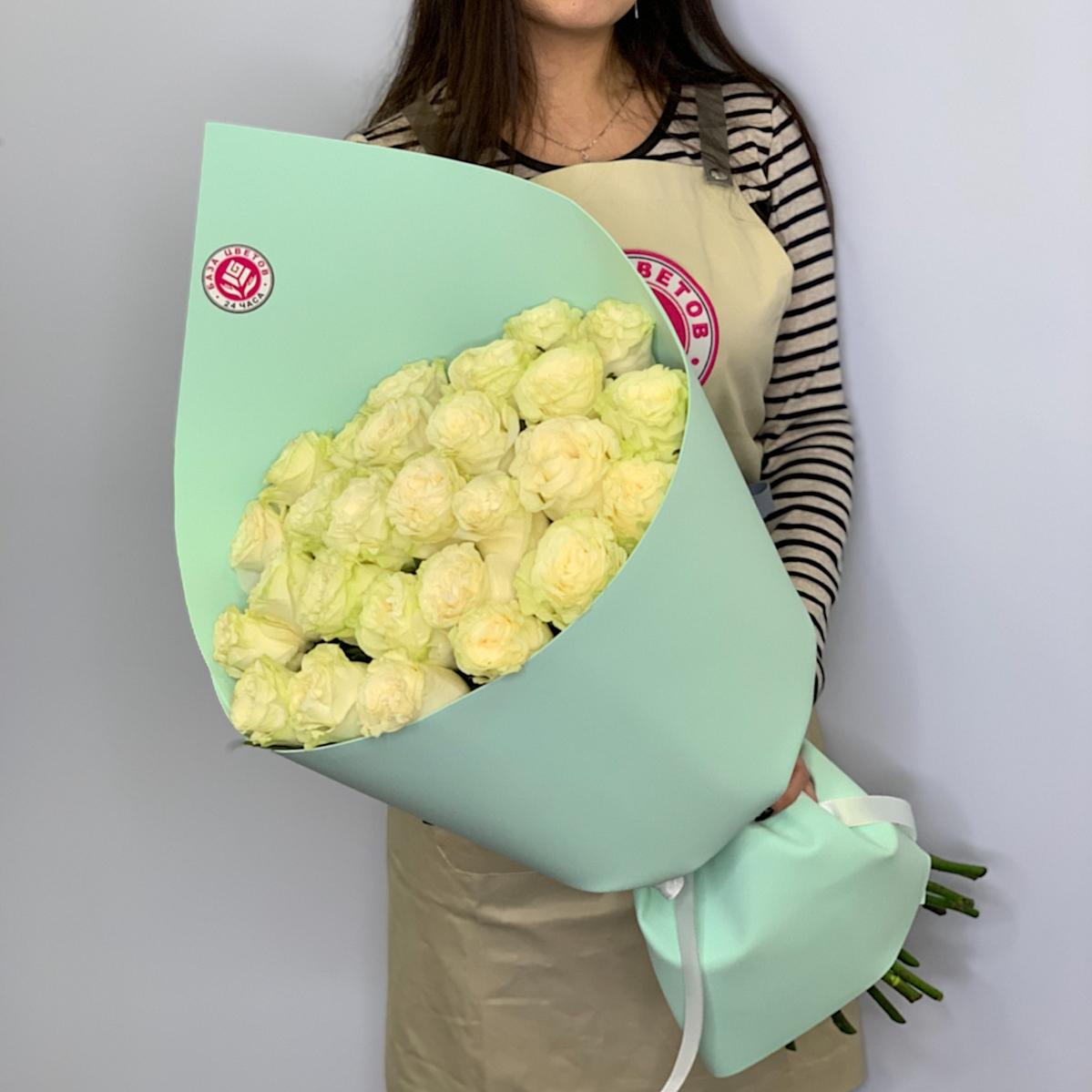 Букеты из белых роз 40 см (Эквадор) [артикул букета   636rzn]