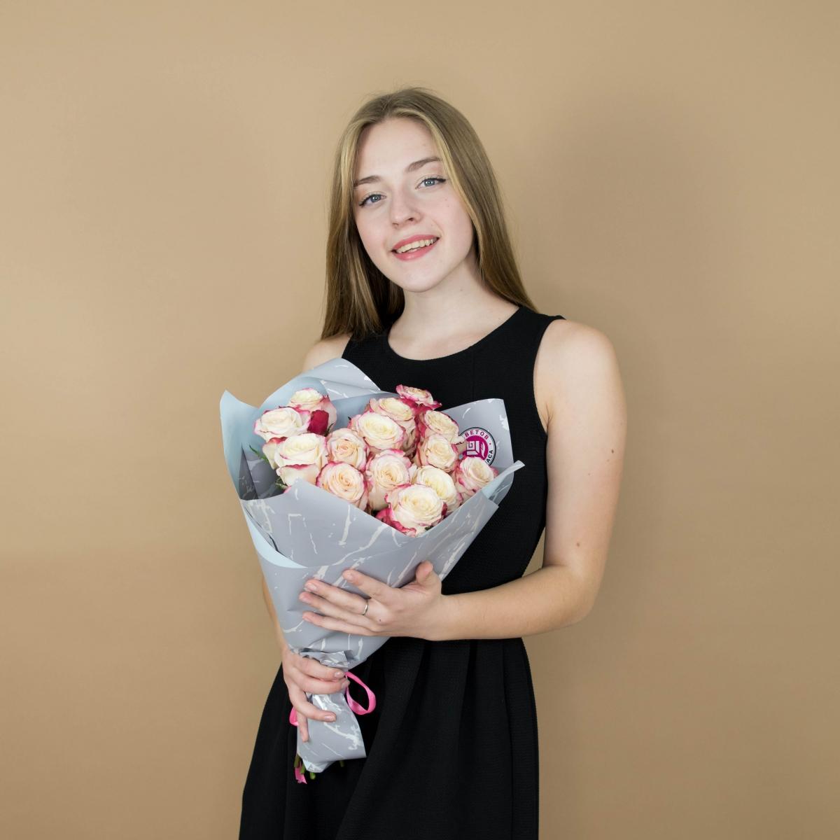 Розы красно-белые 15 шт 40 см (Эквадор) [articul: 83952rzn]