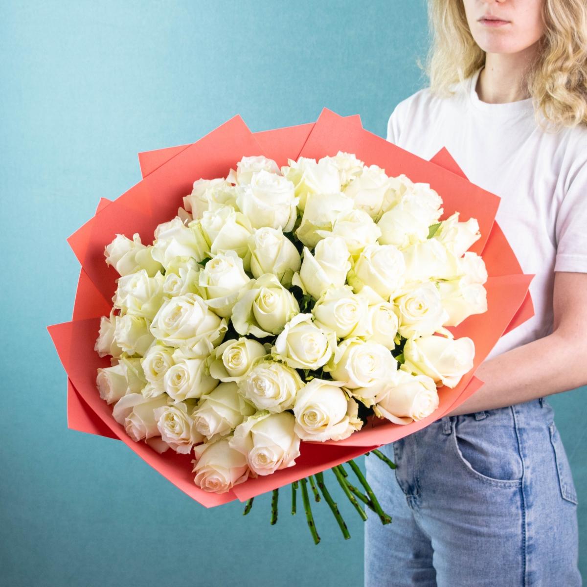 Розы Эквадор 40 см (Белые)