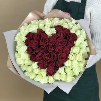Букет 101 роза (Кения) в виде Сердца Артикул  111618rzn